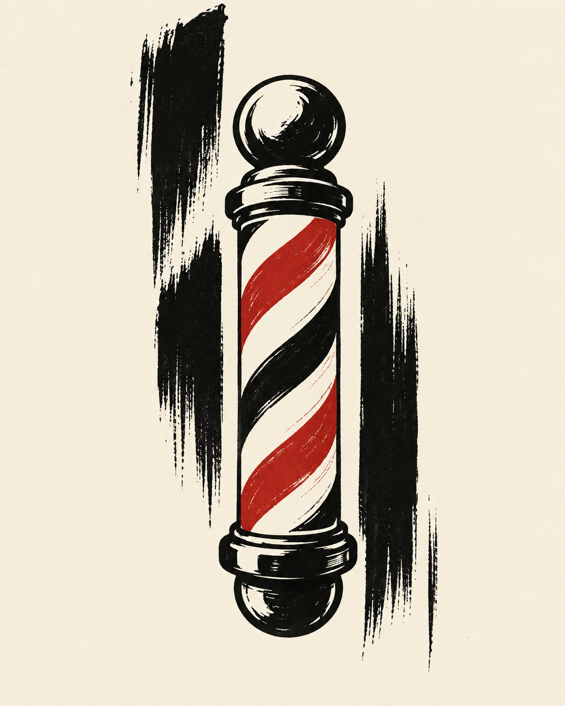 Illustration of vertical brush strokes echoing a barber pole